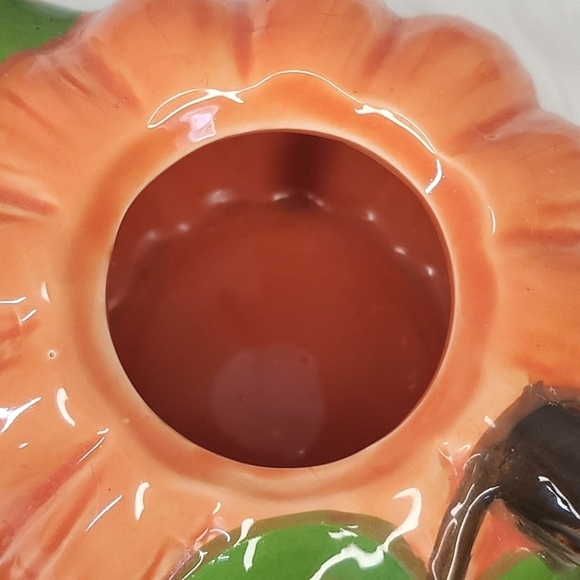 Vintage 90s Ceramic Pumpkin Harvest Halloween Fall Witchy Teapot 9" 1992 Signed - Picture 7 of 13